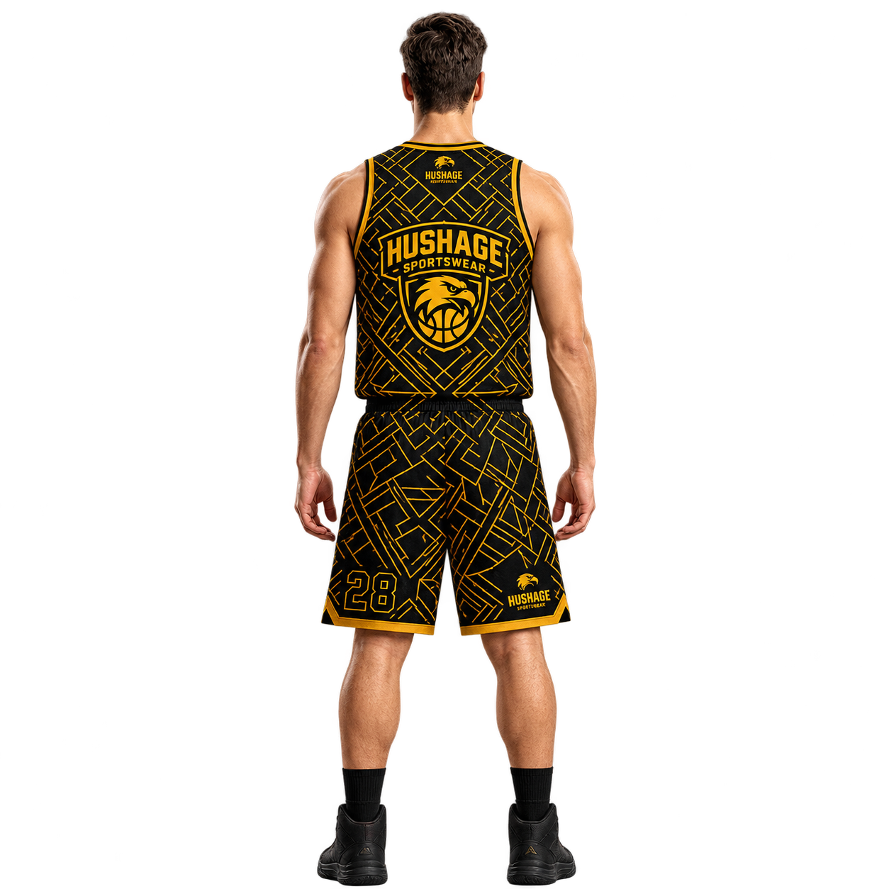 Custom Black & Gold Sublimated Basketball Uniform Set | Pro Team Jersey & Shorts - Image 3